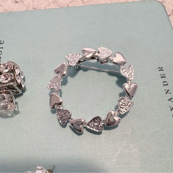 Silver Tone 10 Piece Fashion Jewelry Lot - Earrings Bangles Necklace Pin - Picture 4 of 16